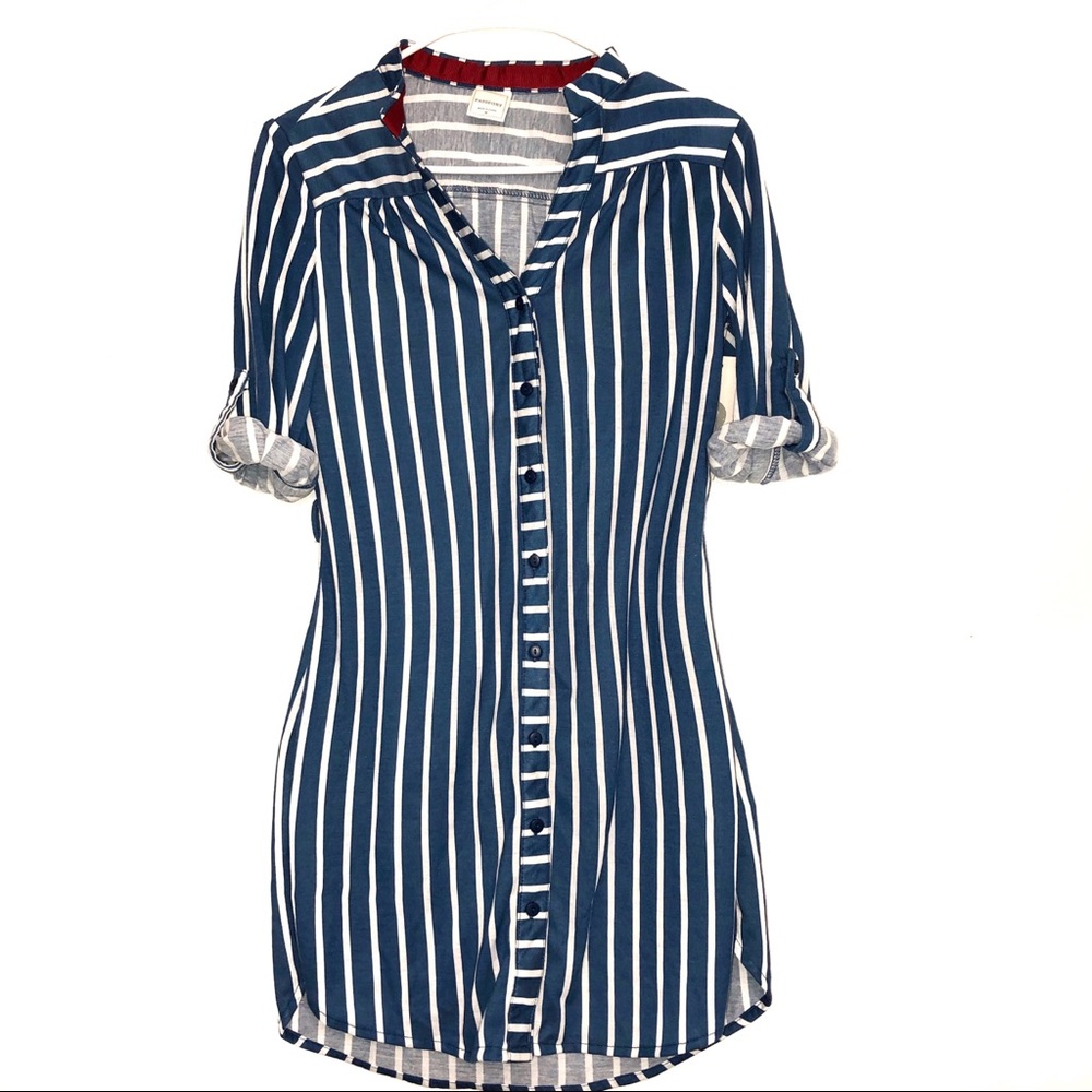 STRIPED Casual Dress with buttoned sleeves